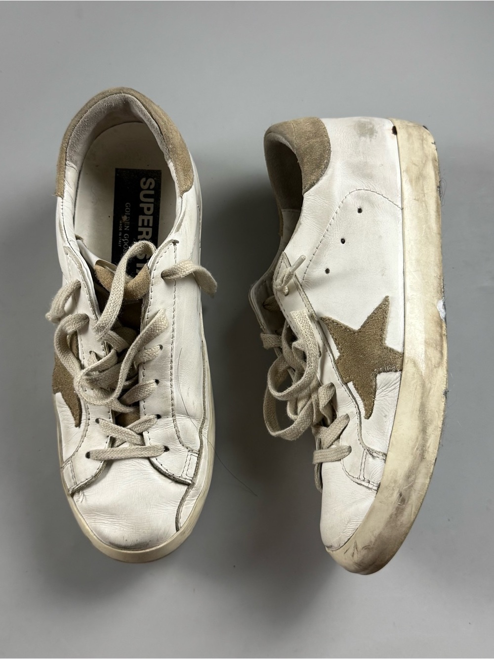 Golden Goose Superstar Leather Sneakers White Beige Star Womens EU 38 / US 7.5 - Picture 2 of 13